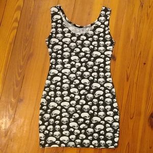 Stars On The Beach Skull Print Bodycon Mini Tank Dress